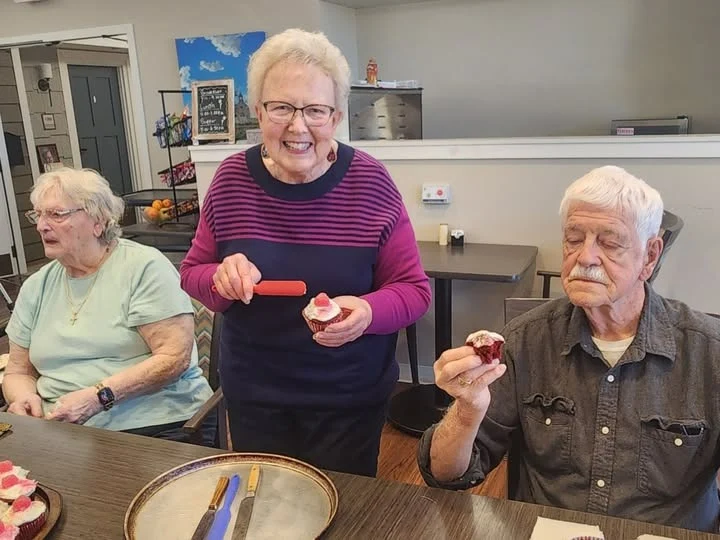 Kidron Bethel Village senior living community and continuing care retirement community (CCRC) offering independent living, assisted living, and respite care in North Newton, KS, resident activity and treats