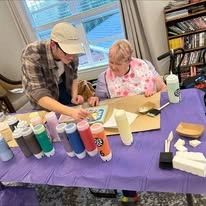 Suzanne Elise Assisted Senior Living in Seaside, Oregon resident doing arts and crafts