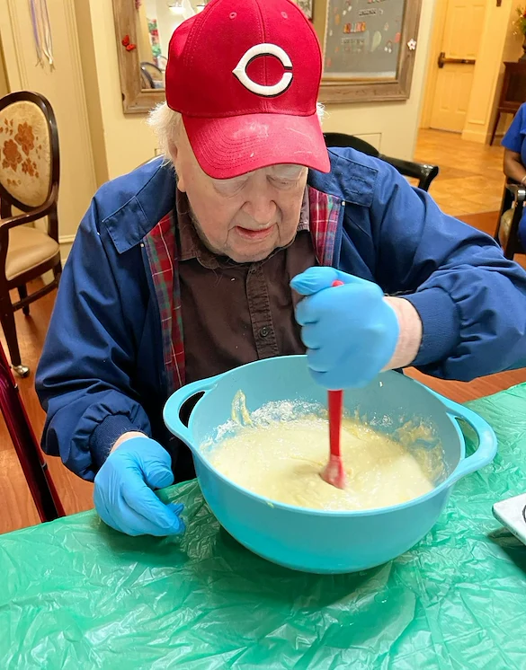 Mallard Cove Senior Living in Cincinnati, OH, resident engagement activity - baking