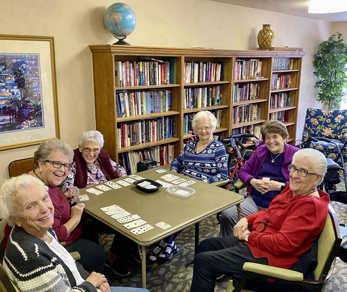 residents meeting in library