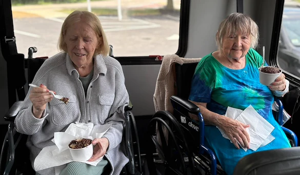 Charter Senior Living of Dedham in Dedham, MA, residents on an off-site trip