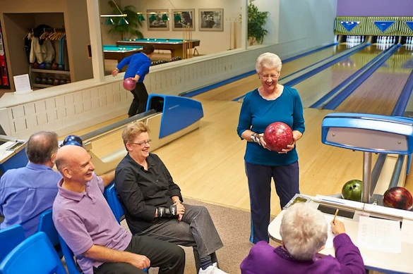 John Knox Village Senior Living CCRC near Kansas City, MO residents bowling