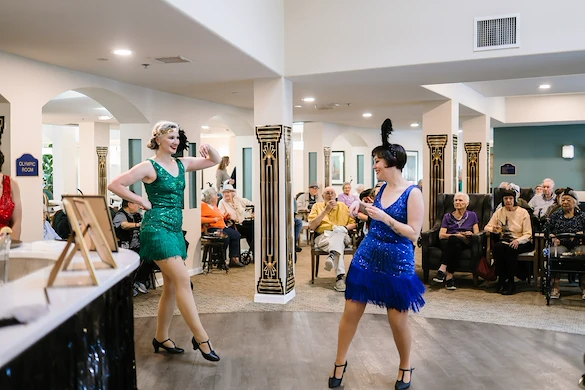 Chateau Pacific Lynnwood, WA, residents enjoy entertainment at a fun celebration