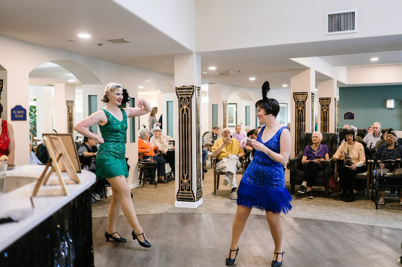 Chateau Pacific Lynnwood, WA, residents enjoy entertainment at a fun celebration