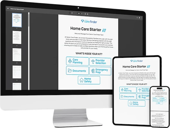 display of the homecare starter kit on computer, tablet, and mobile smartphone