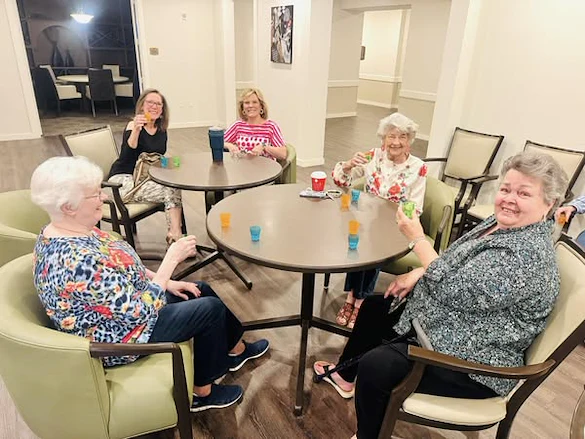The Vincent Senior Living residents enjoying Hibachi and a sake tasting