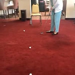Sterling Heights Gracious Retirement Living Hawthorn Senior Independent Living in Bethlehem, Pennsylvania resident mini golfing indoors