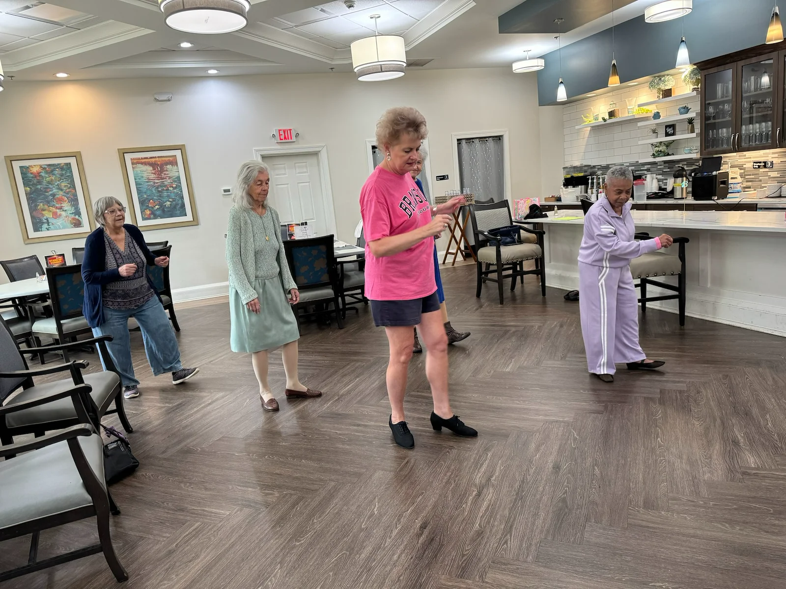 Bartlett Reserve independent living in Durham, NC, residents having fun dancing