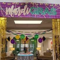 Mardi Gras party at Wilshire Estates Gracious Retirement Living Hawthorn Senior Independent Living in Silver Spring, Maryland