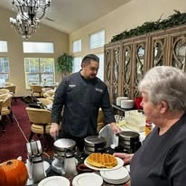 El Dorado Estates Gracious Retirement Living Hawthorn Senior Independent Living in El Dorado Hills, California chef preparing food for residents
