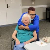 Ascension Living Resurrection Village Senior Living in Chicago, Illinois resident with a staff member