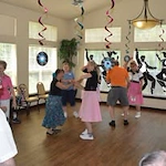 dance party at Stoneridge Gracious Retirement Living Hawthorn Senior Independent Living in Cary, North Carolina