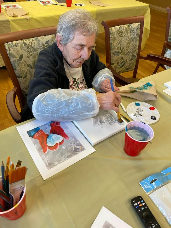 Prime Healthcare Senior Living – Fox Knoll Village in Aurora, IL, resident activity - painting