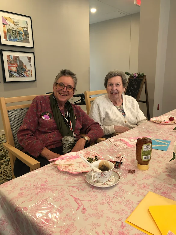 The Barclay at Charlottesville residents enjoy tea and celebrating Mother's Day