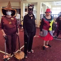 The Carriage House Gracious Retirement Living Hawthorn Senior Independent Living in Oxford, Florida residents dressed up for Halloween