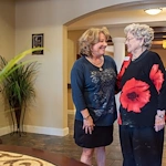 Franklin Park at Sonterra residents chatting and smiling