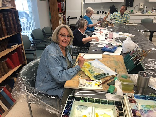 Covenant Living at Inverness in Tulsa, OK, resident activity - painting