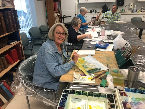 Covenant Living at Inverness in Tulsa, OK, resident activity - painting