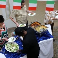 Hudson Estates Gracious Retirement Living Hawthorn Senior Independent Living in Lansdale, Pennsylvania residents having an Italian themed dinner