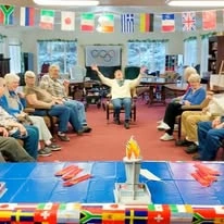 Salmon Creek Gracious Retirement Living Hawthorn Senior Independent Living in Boise, Idaho resident celebrating the olympics