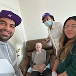 Friendly and happy smiles with our caregivers and their client.