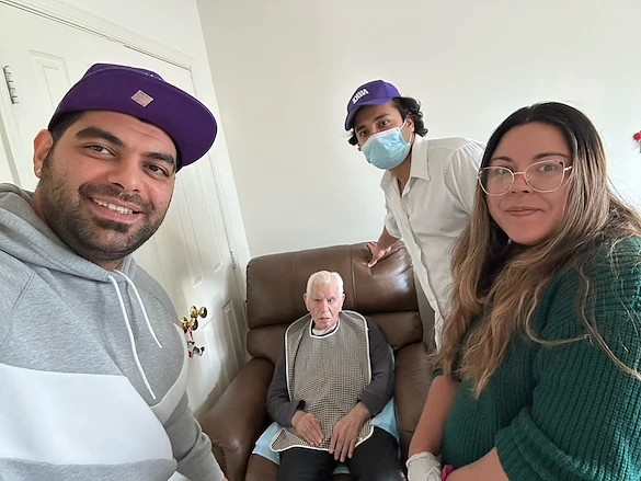 Friendly and happy smiles with our caregivers and their client.