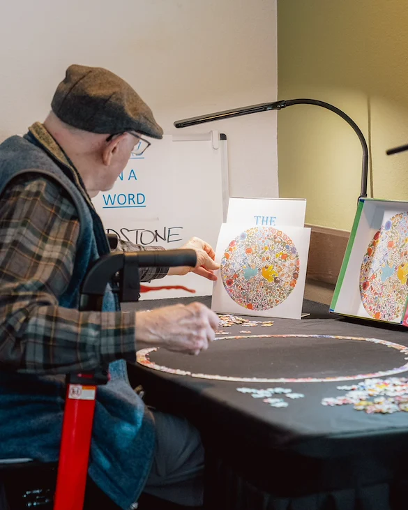 Fieldstone Memory Care of Puyallup enrichment activity - puzzles