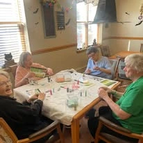St Mary’s Manor Assisted Living in South Milwaukee, Wisconsin residents doing arts and crafts