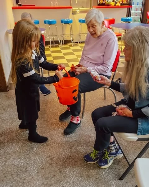 Fieldstone Memory Care of Bainbridge visitors on Halloween